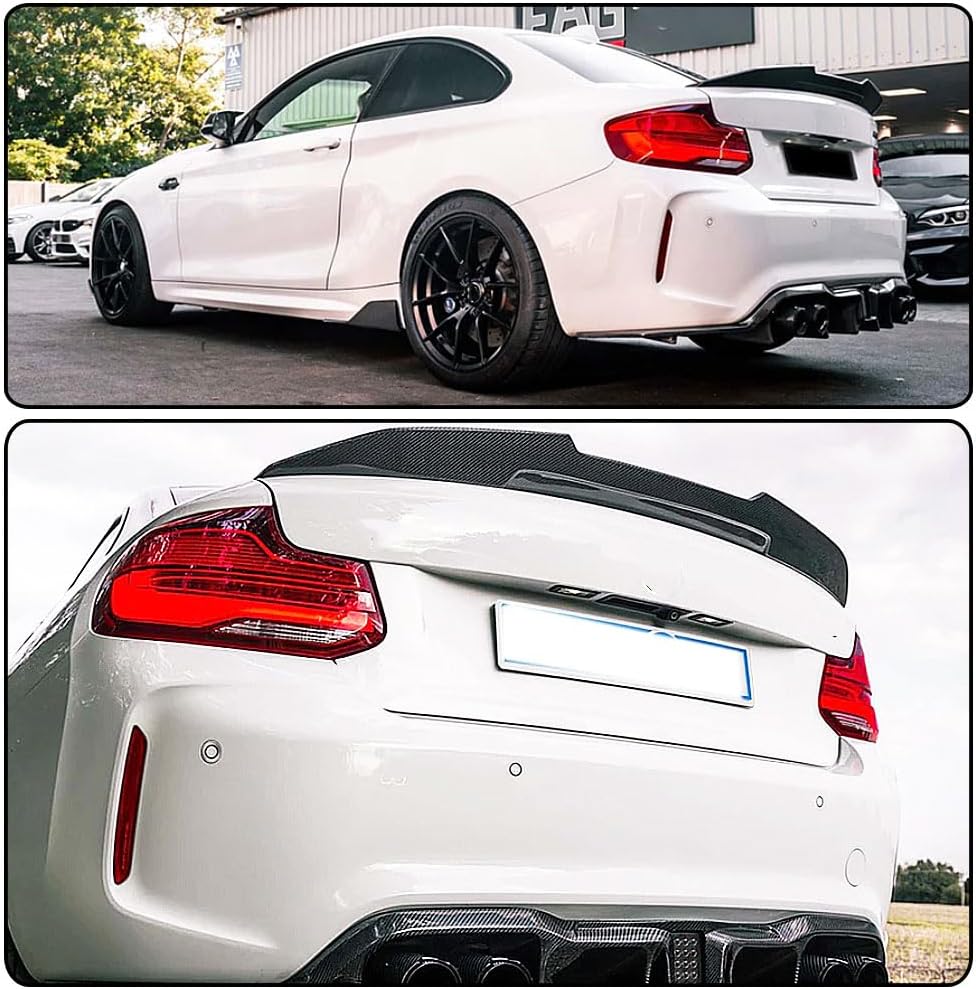 MCARCAR KIT Real Carbon Fiber Trunk Spoiler for BMW 2 Series F22 F87 M2 Coupe 2014-2020 Rear Boot Lid Highkick Tail Wing Lip 220i 228i 230i M235i M240i, NOT for M2 Competition