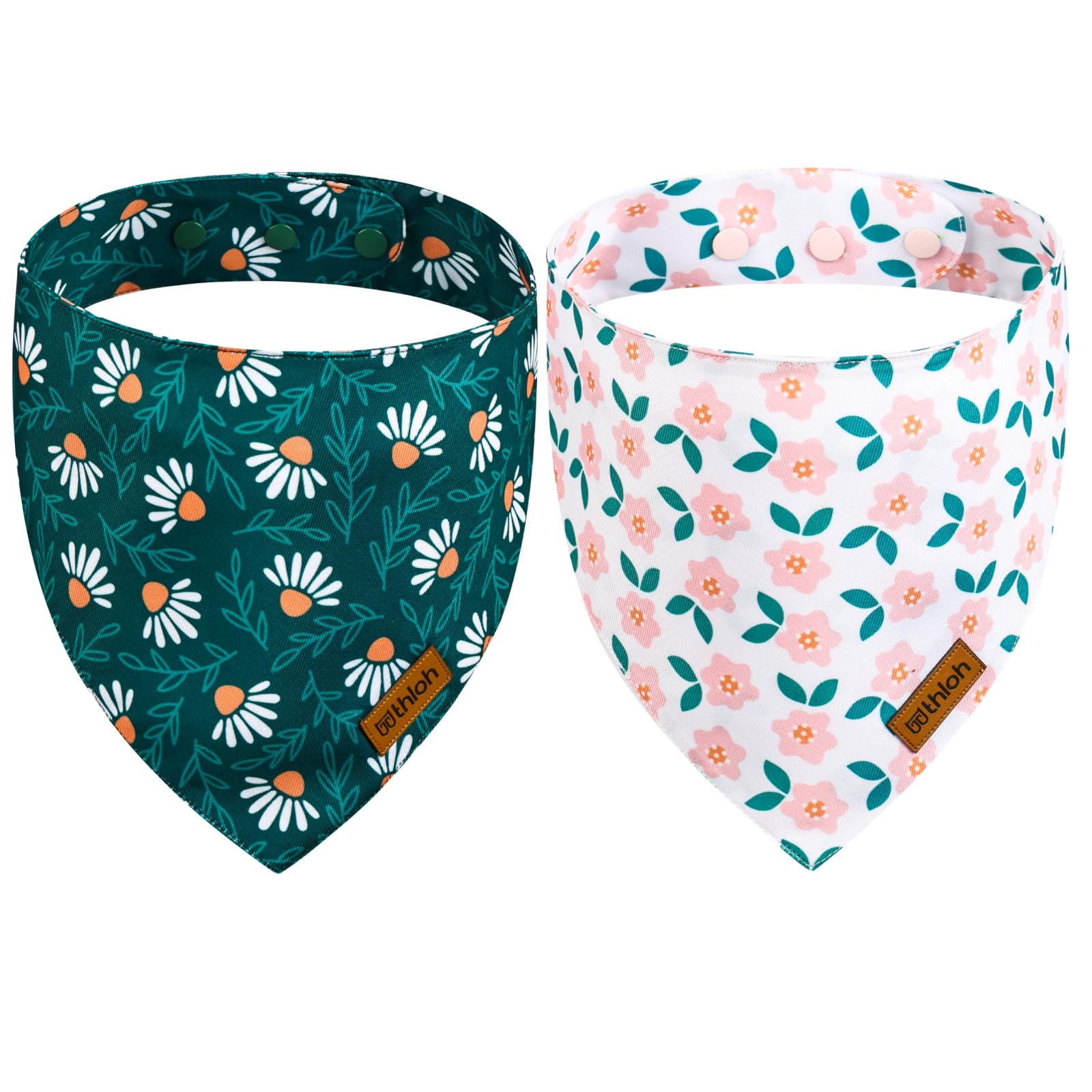 Spring Hundehalstücher mit Druckknopf, 2 Stück, Blumen-Hundeschal für Jungen und Mädchen, hochwertiger, strapazierfähiger Stoff, verstellbare Passform, einzigartige Form, Geschenk für Hunde