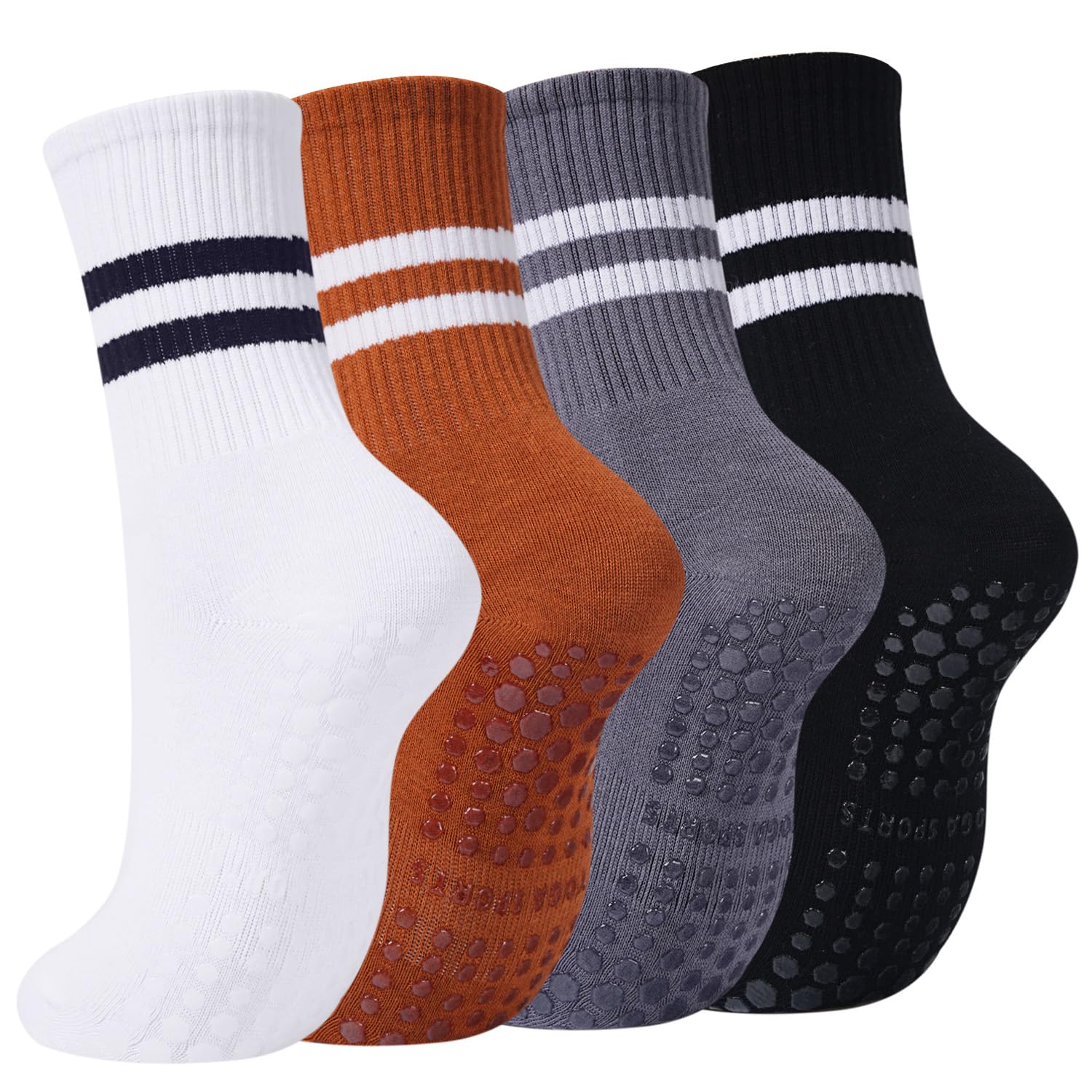 Blu Ninfee Pilates Socken Damen 39-42, Yoga Stoppersocken mit Noppen, 4Paar | Rutschfeste Socken Damen, Antirutschsocken für Pilates Reformer Yoga Matte Barre Tanz Trampolin Fitness, Geschenk für Frauen