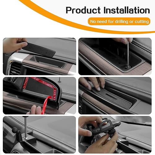 Miniatura 5 de Hoolcar Soporte de teléfono para tablero de montaje múltiple con caja de almacenamiento compatible con Dodge Ram 2012-2017, accesorios interiores