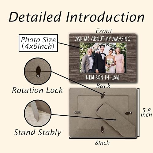 Miniatura 7 de DUXMNAMG Marco de fotos de 4 x 6 pulgadas, regalo para suegro, marco de fotos de cumpleaños para el día del padre, pregunta por mi hijo en la ley,