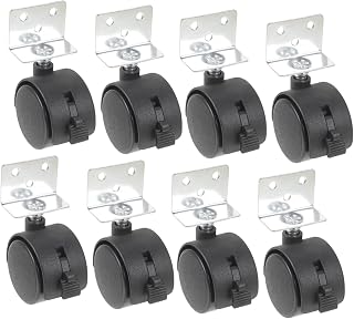Office Chair Caster Wheels Black Plastic 8pcs with Brake