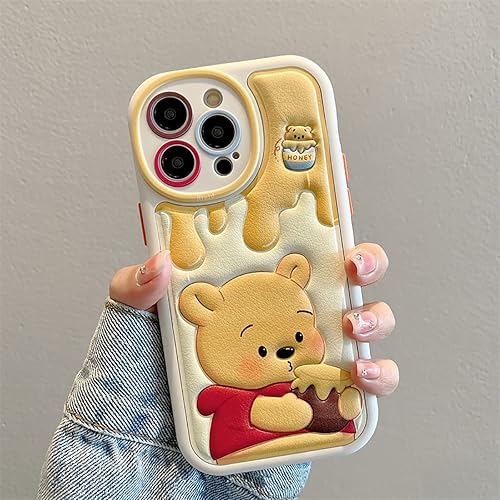 Miniatura 2 de NATEROSO Funda compatible con iPhone 15 Pro Max de dibujos animados, funda de oso Kawaii de silicona 3D, funda de TPU suave a prueba de golpes, para