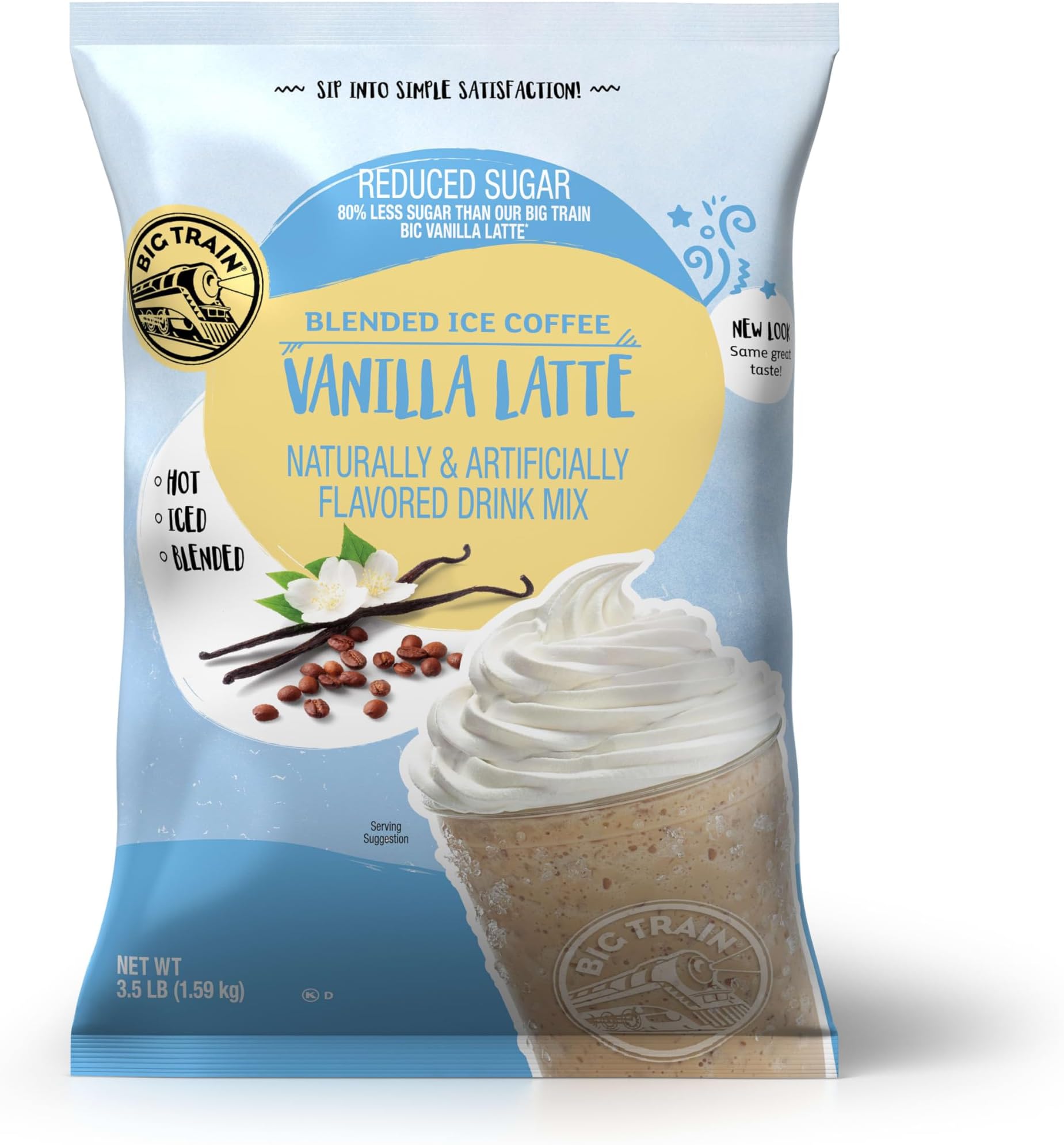 Reduced Sugar Vanilla Latte Blended Ice Coffee Beverage Mix, 3.5 Pound (Pack of 1)