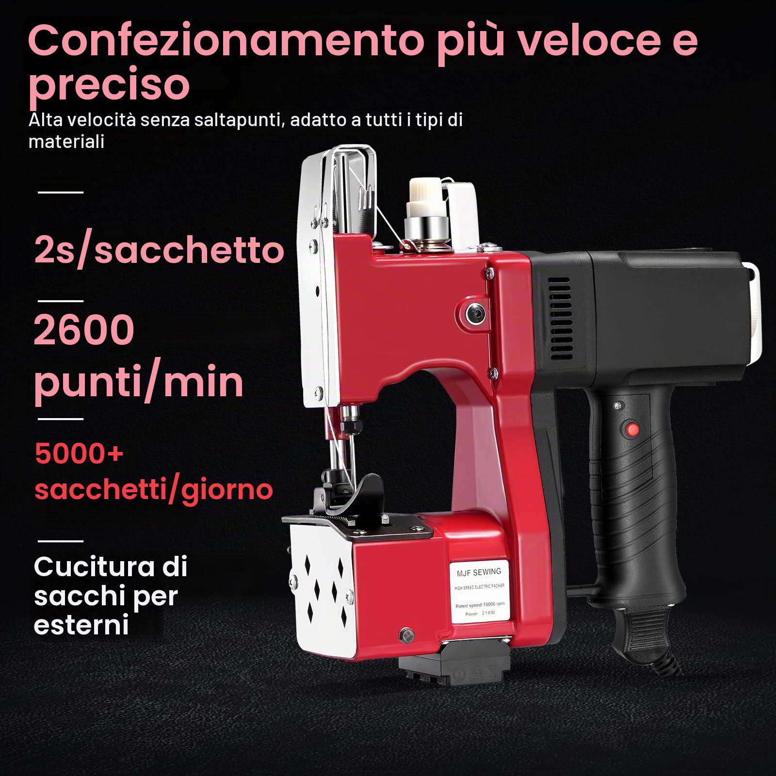 220V Macchina da Cucire per Sacchi 2 Secondi/Borsa,Macchina per Cucire per Sacchetti di Sacco/Tessuto/Riso/Carta/Sacchetti di plastica macchina per cucire i sacchi