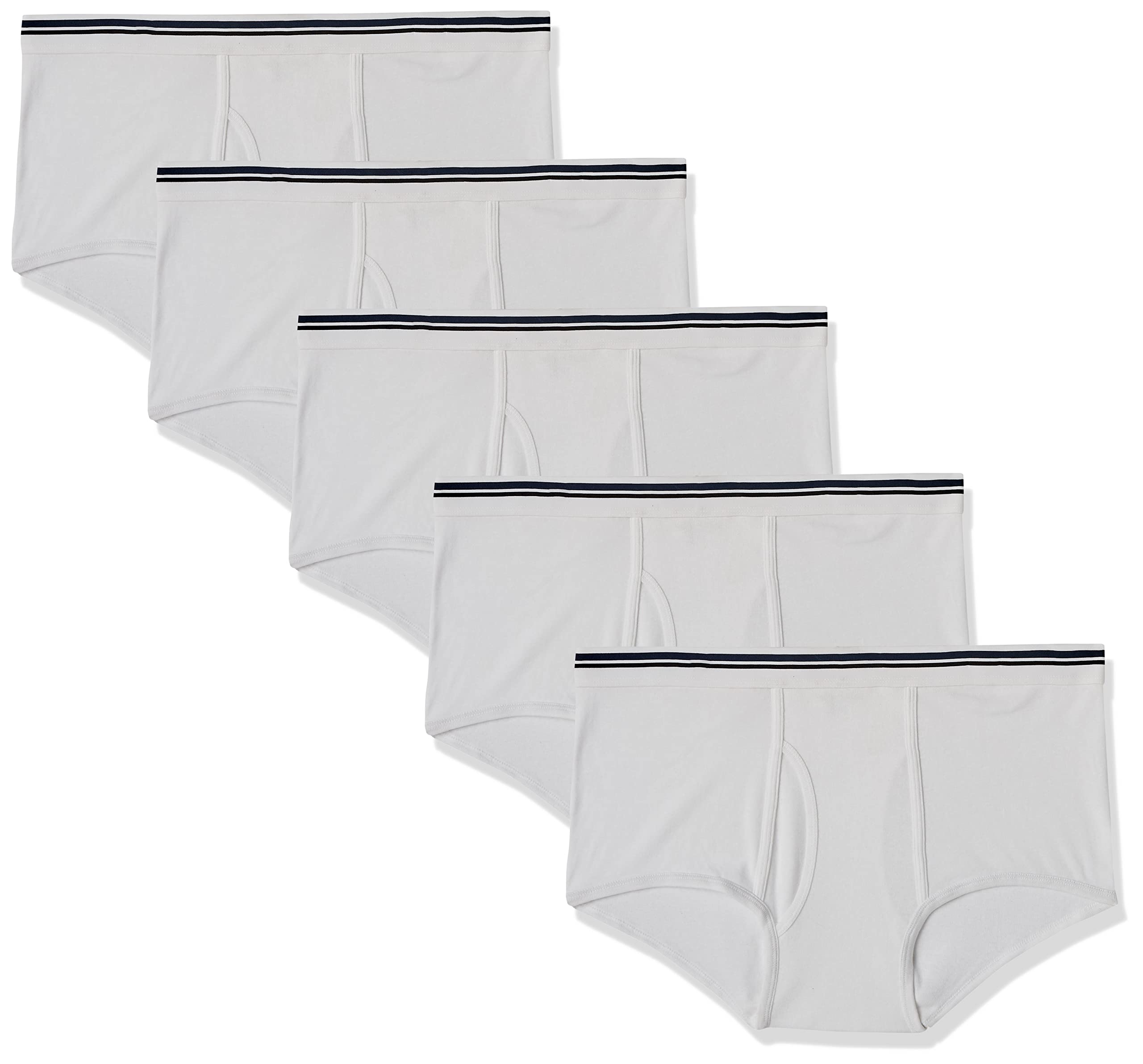 Amazon Essentials Herren Atmungsaktive Slips Aus Baumwolle Ohne Etikett, 5er-Pack, Weiß, 4XL Große Größen