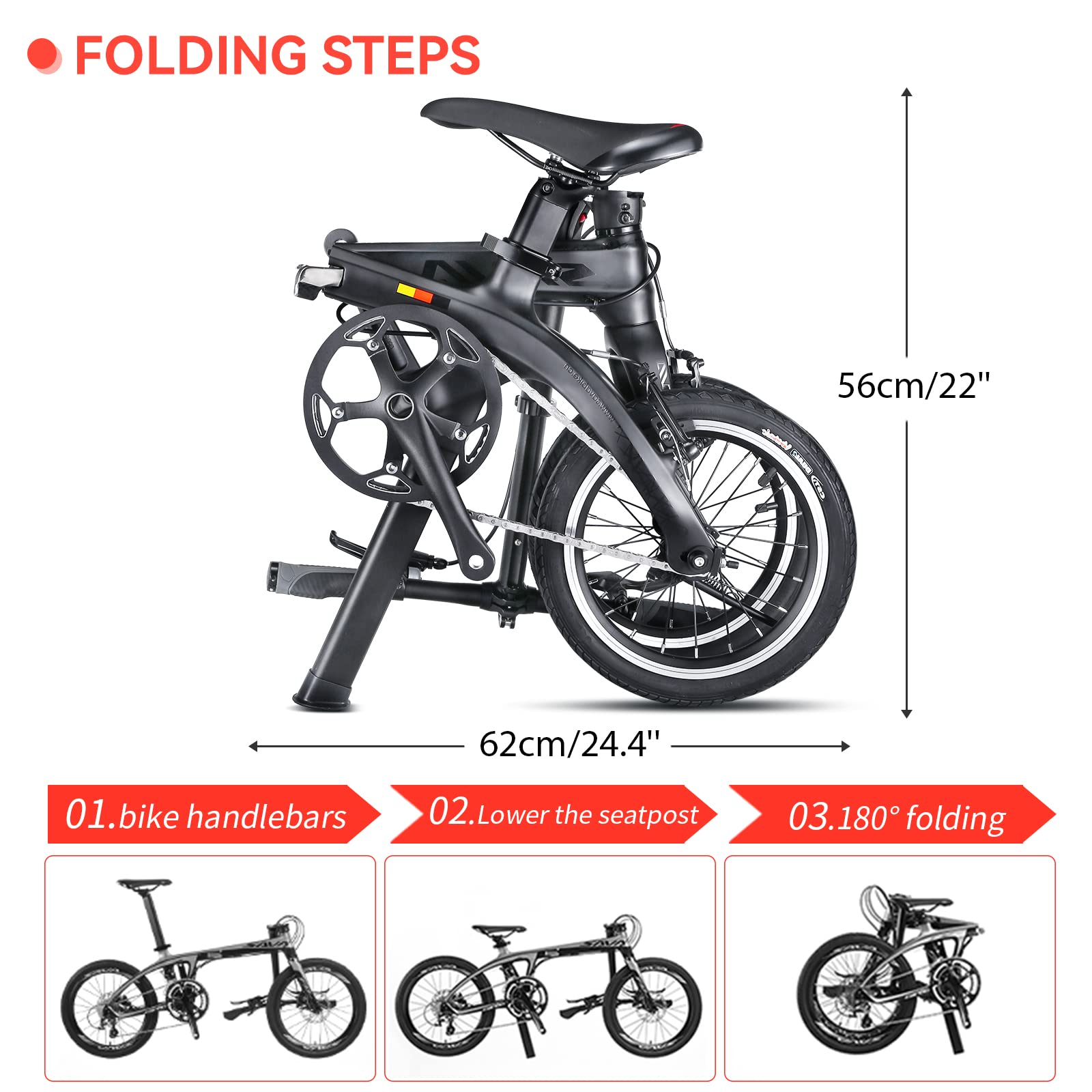 Folding Bike E Bike Sava Savadeck Folding Bike Carbon Z0 14 Inch