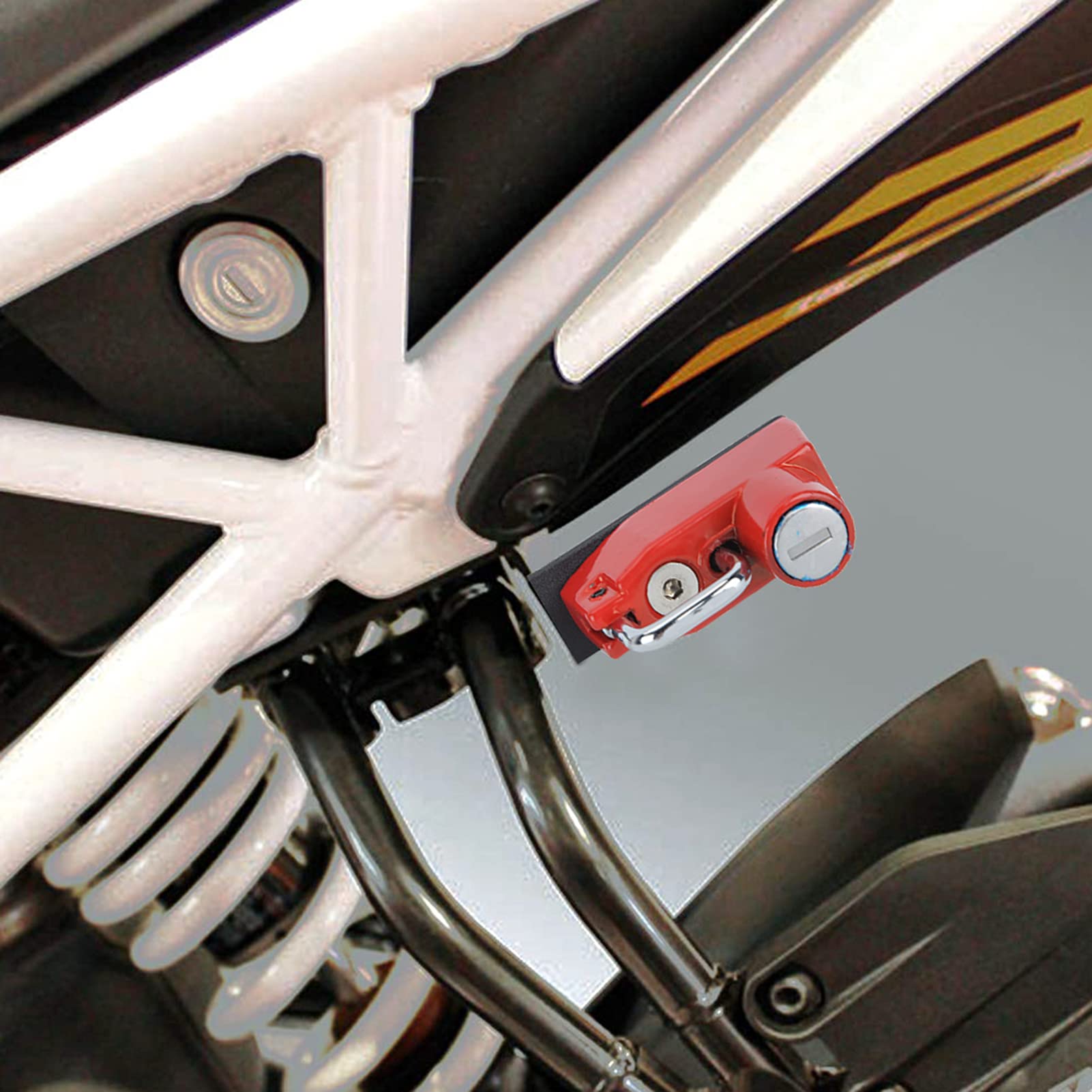Ausla Lucchetto per Casco Moto Gancio di Montaggio Antifurto in Lega di Alluminio con 2 Chiavi per 125 250 390 2017 in su Facile Sostituzione Deposito Sicuro del Casco per Ciclisti Pendolari Rosso