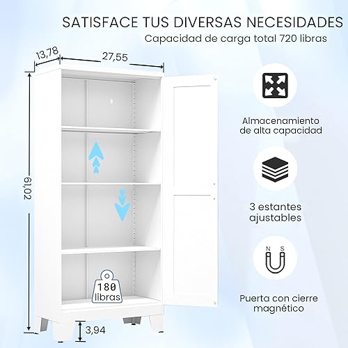 Miniatura 2 de Armario de despensa de 61.02 pulgadas, armarios de almacenamiento de despensa de cocina con estantes y pies ajustables, armario de almacenamiento de