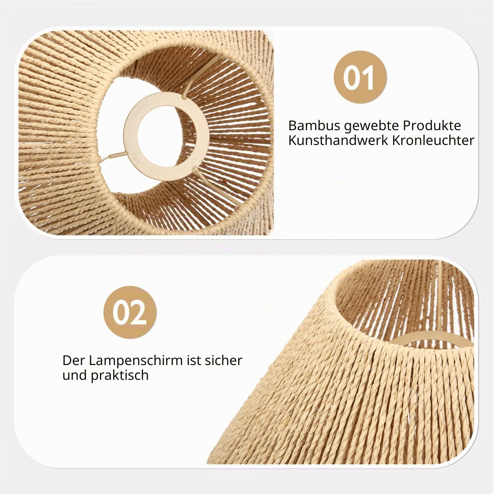 DOITOOL Rattan-Lampenschirm Für Pendelleuchten Ersatz-Kronleuchter-Lampenschirm Für Decke Schlafzimmer Nachttisch Essen (11. 79X11. 79X7. 47 Zoll） Rattan Stehlampe