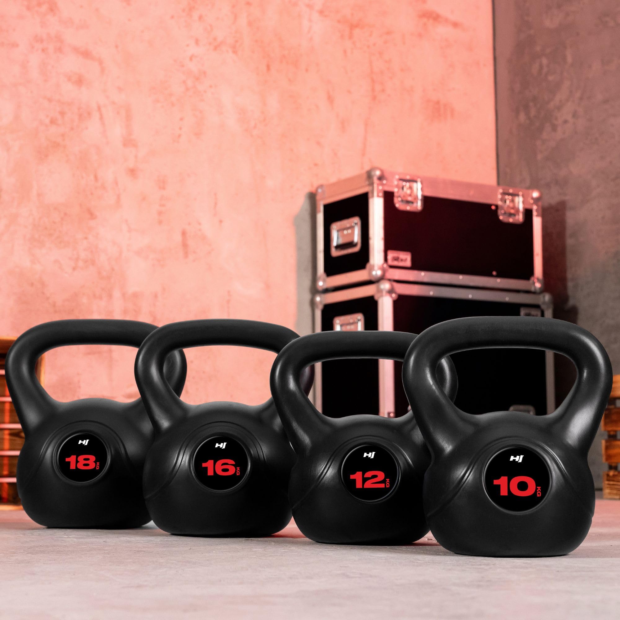 Hop-Sport Kettlebell 4kg bis 20kg aus Kunststoff, Kugelhantel für effektives Ganzkörpertraining, Gewichte für Zuhause, Ergonomische Griffe, Home Gym Equipment