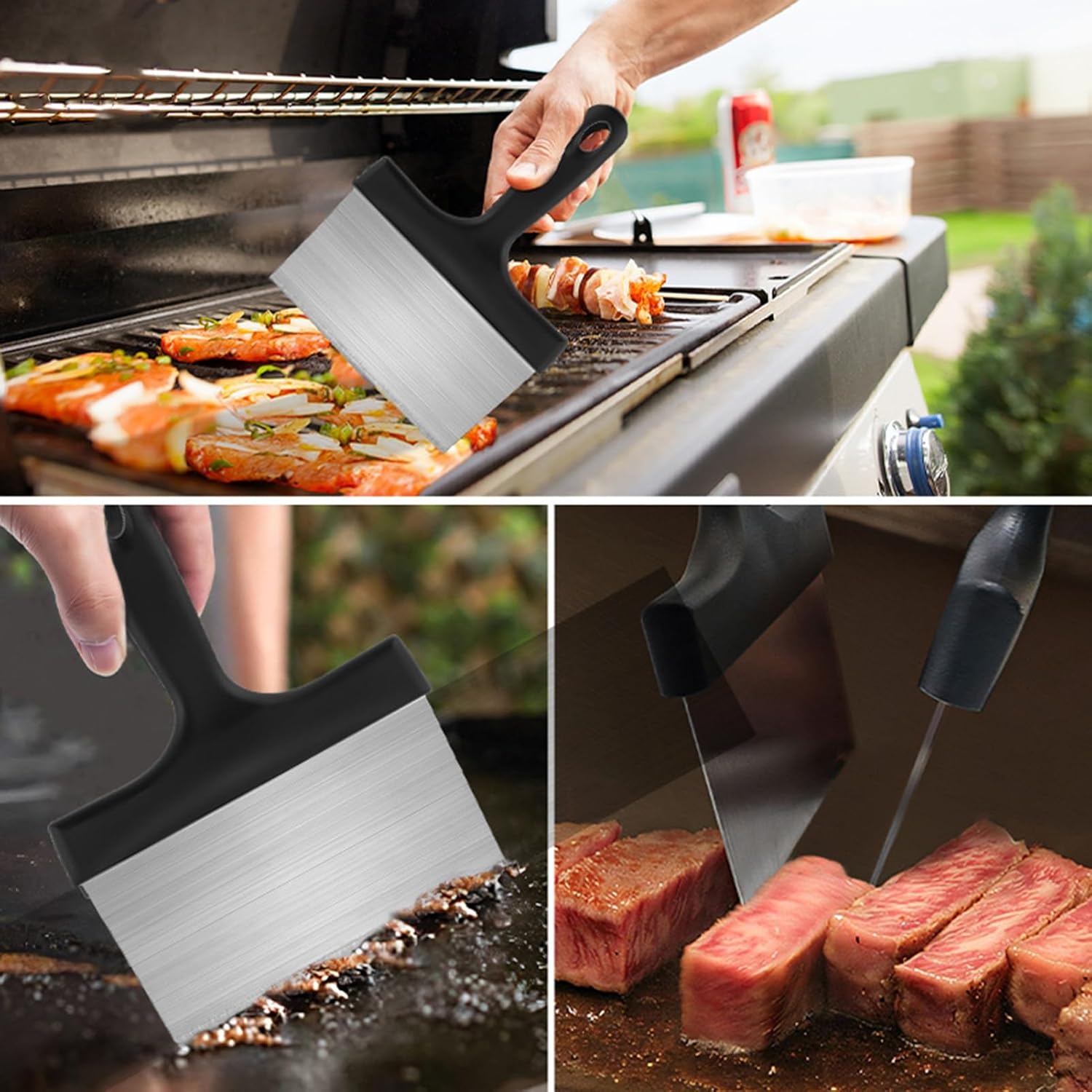 YOXIER Blackstone Ceaning Kit,Griddle Cleaning Kit,Heavy Duty Grill Cleaner Kit with Grill Stone,Griddle Scraper,& Griddle Brush with Stainless Steel Handle Easy to Use Flat Top Cleaning Kit Sets