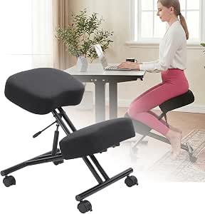 Kneeling Chair Linen Ergonomic Home Office Chair Adjustable Height