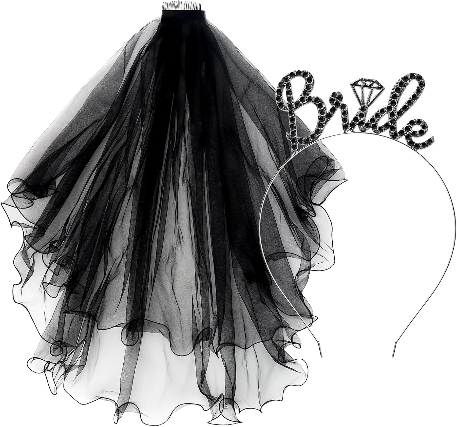 Jaciya Rhinestone Bride Headband with Veil
