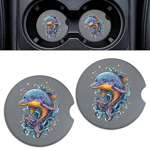 Miniatura 22 de Portavasos de cerámica para automóvil, paquete de 2 unidades, posavasos absorbentes antideslizantes de 2.56 pulgadas con base de corcho y muesca sea