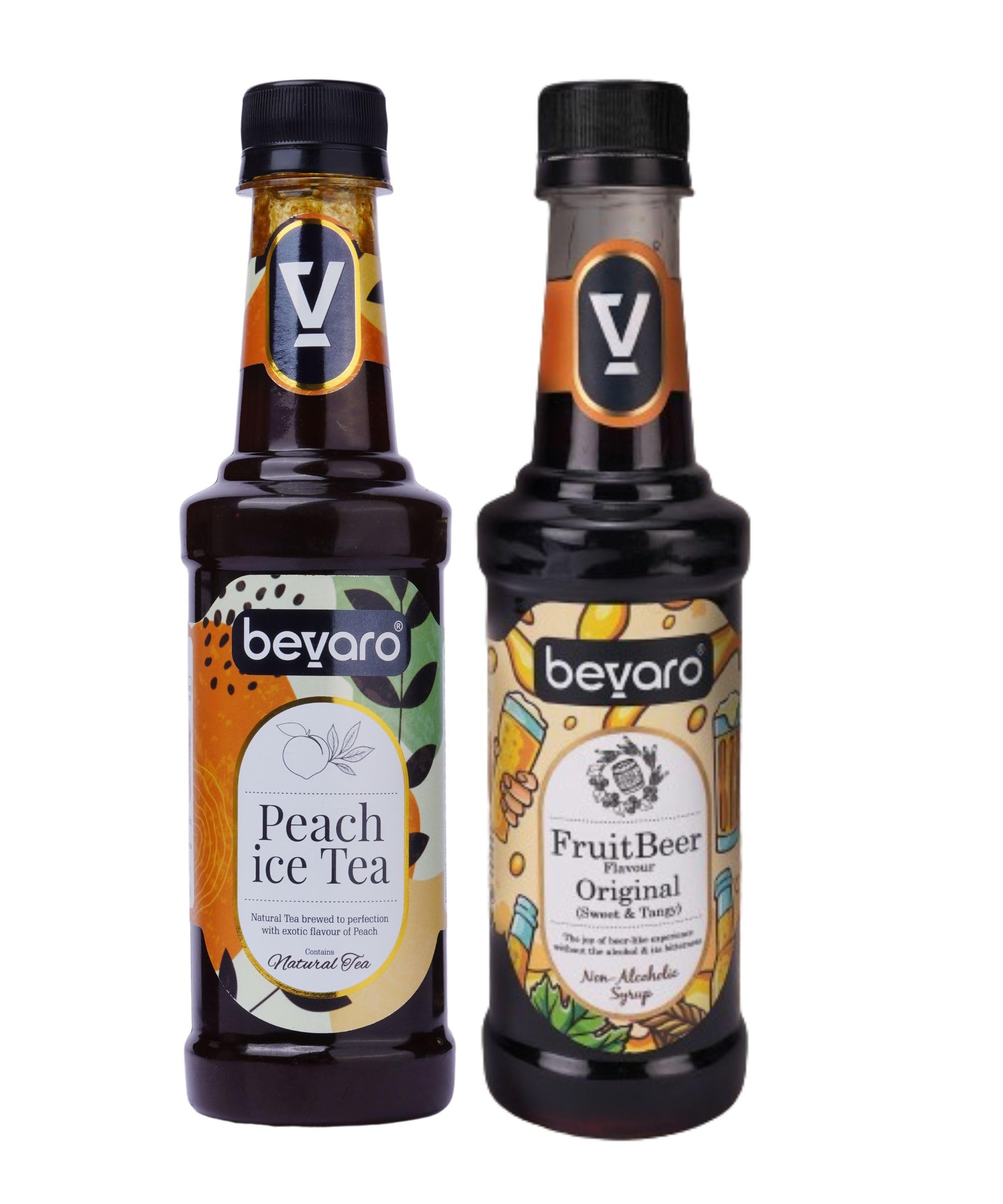 Bevaro Peach Ice Tea and Fruit Beer Original (Sweet & Tangy) Combo | 300ml each | Gourmet Syrups for Cocktail, Mocktails & Ice Tea-image-30