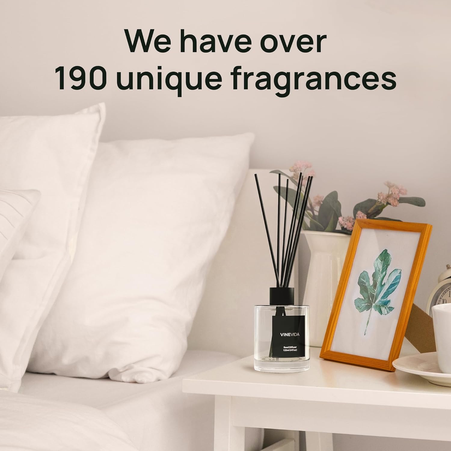 VINEVIDA Scent NO. 50 Reed Diffuser - 120mL (4oz) - Signature Scent: Mahogany Teakwood, Reed Diffusers for Home, Office, Bathroom, Made in USA Scent Diffuser Sticks, Room Fragrance Diffuser