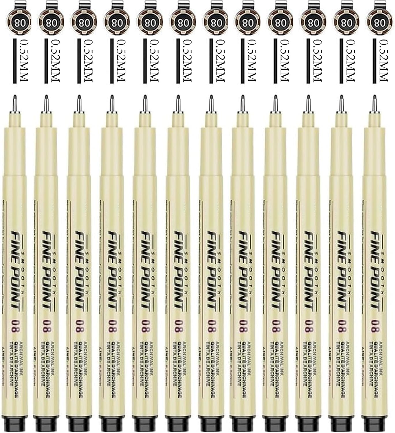 STA Black Fineliner Ink Pens - Waterproof Archival Ink Icro Fine Point
