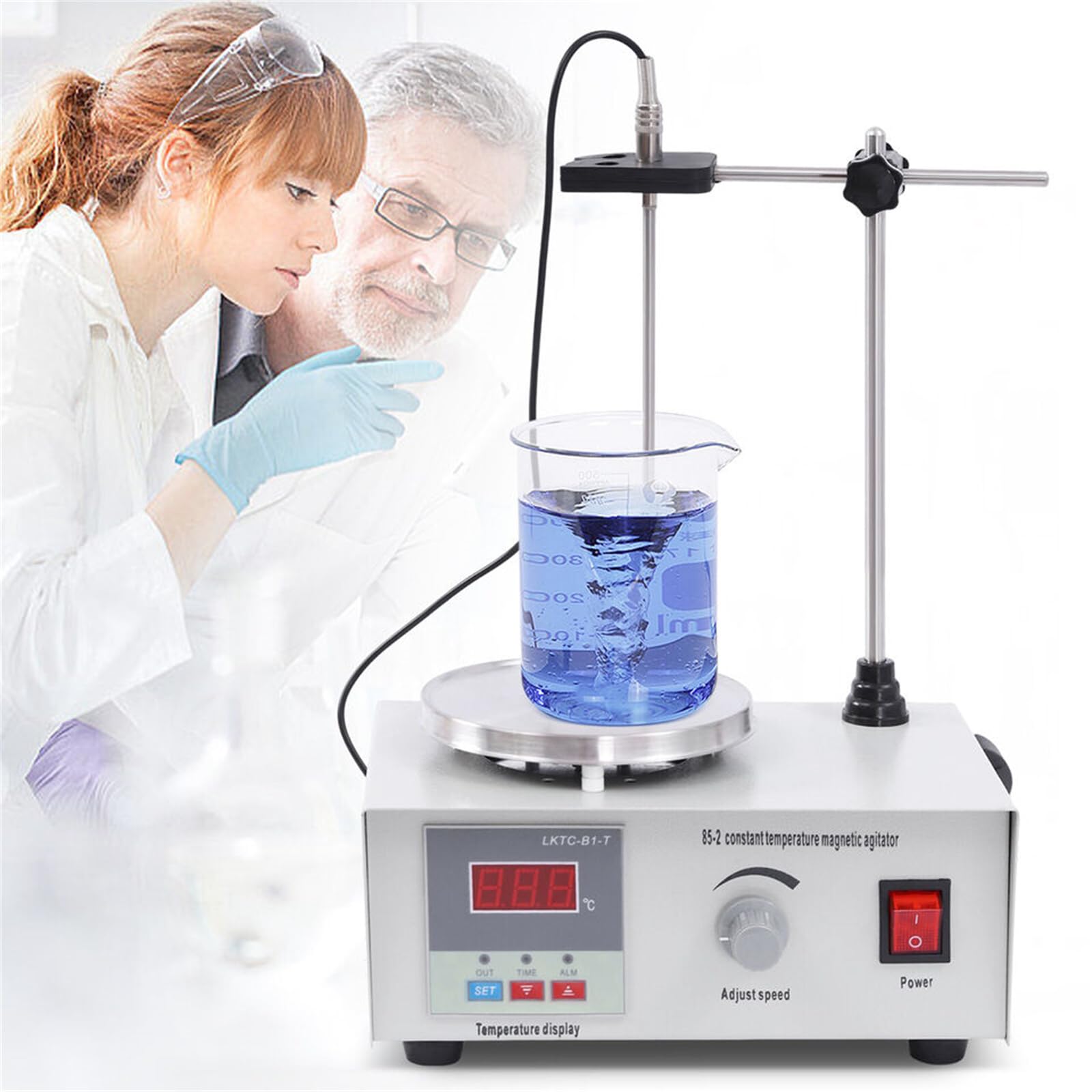 Agitatore magnetico con piastra riscaldante, 250 W, 2000 ml, agitatore magnetico da laboratorio con display digitale della temperatura e regolazione della velocità, Magnetic Stirrer Mixer
