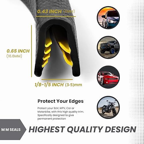 Miniatura 2 de Edge Trim Black Large, Fits Edge 1/4 Inch, Length 10 Feet (3.05 Meter)