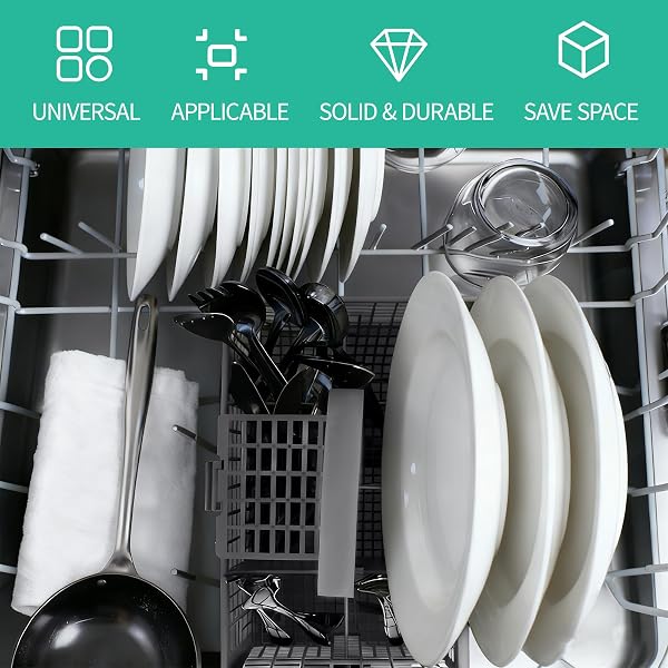 CHALVIOR Cesta universal cubiertos para lavavajillas, Cesta cubiertos lavaplatos, 23.7 * 13.5 * 23.5cm, Asa desmontable, Apto para todos los modelos de lavavajillas, resistente al calor y duradero. - 3