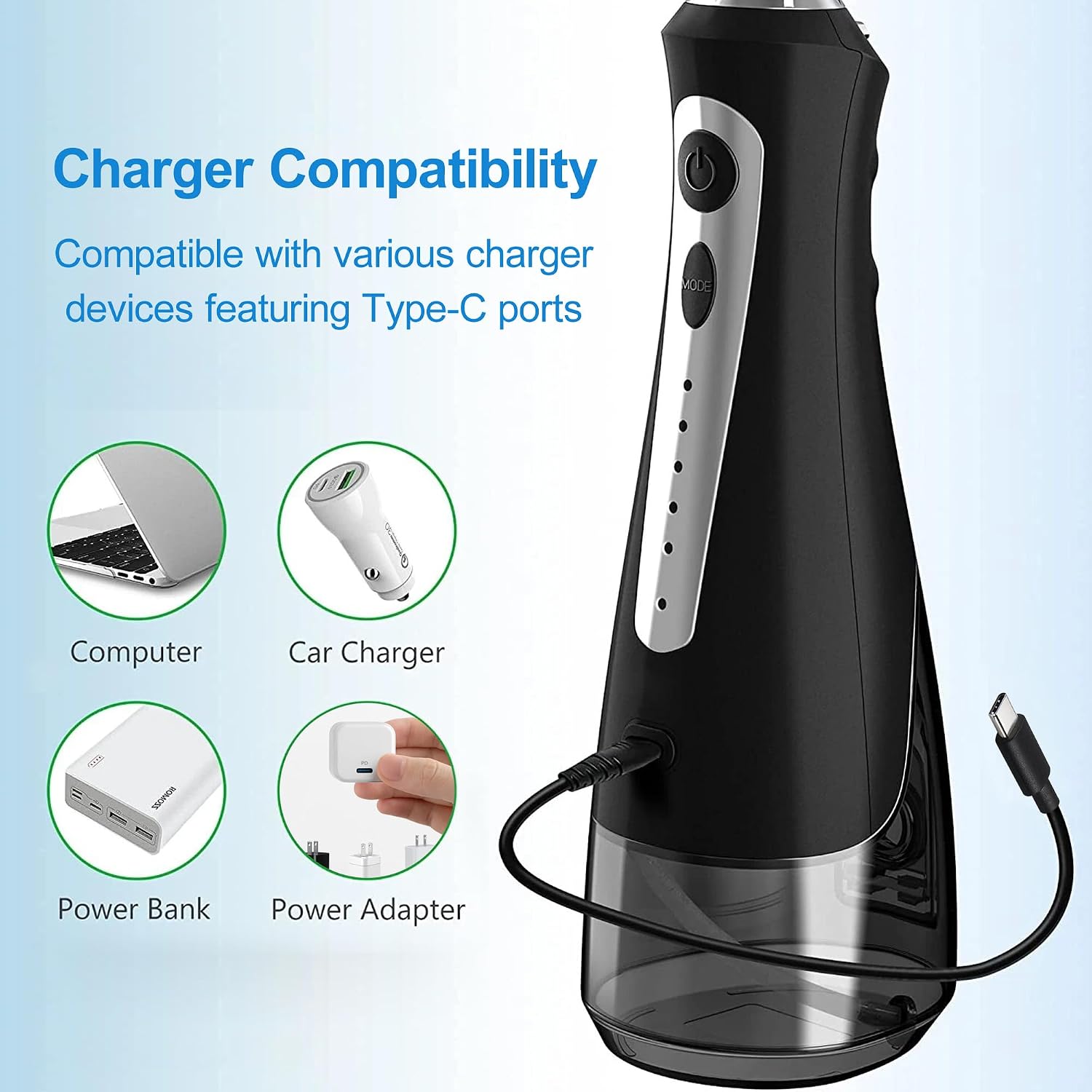 Irrigator Accessories Charger Cord Replacement Compatible with COSLUS, Aquasonic,Nicwell, Nicefeel, MOSPRO, Oralfree Water Flosser (1Pack)