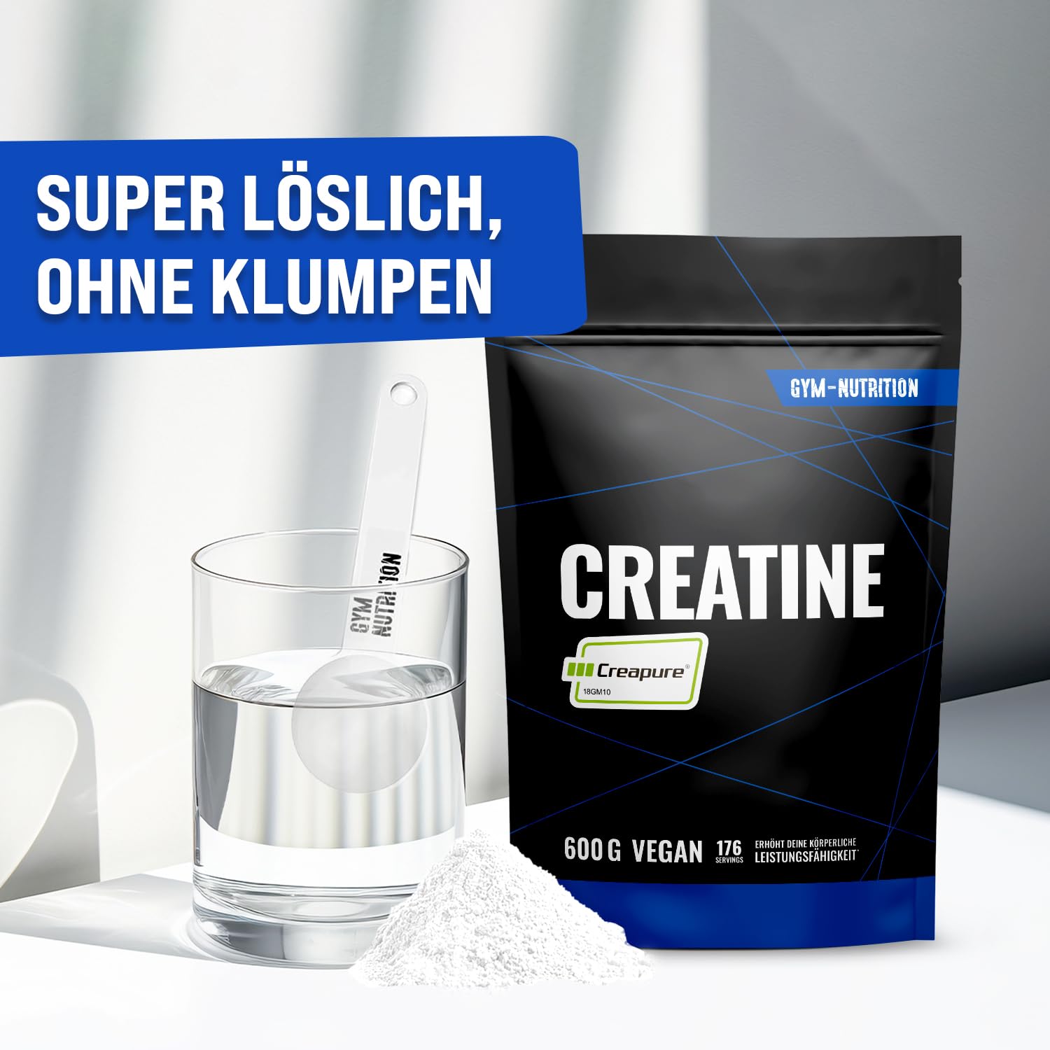 Creapure® Creatine Monohydrat Pulver 600g - Kreatin Monohydrat - Hochdosiert - Vegan - In Deutschland abgefüllt
