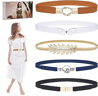 Skinny Belts for Women 5 Pack, Fashion Dress Belts Stretch Women Waist B...