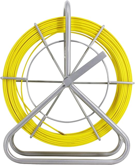 IRSCorp 3/16" 350FT Cable Duct Rodder Steel Reel Stand with Brake Fiberglass Fish Tape Continuous Reel Wire Cable Running Cable Puller Running Rod Duct