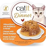 Vista 1 de Catit Cena de pollo con carne de res y calabaza - Alimento húmedo hidratante y saludable para gatos de todas las edades