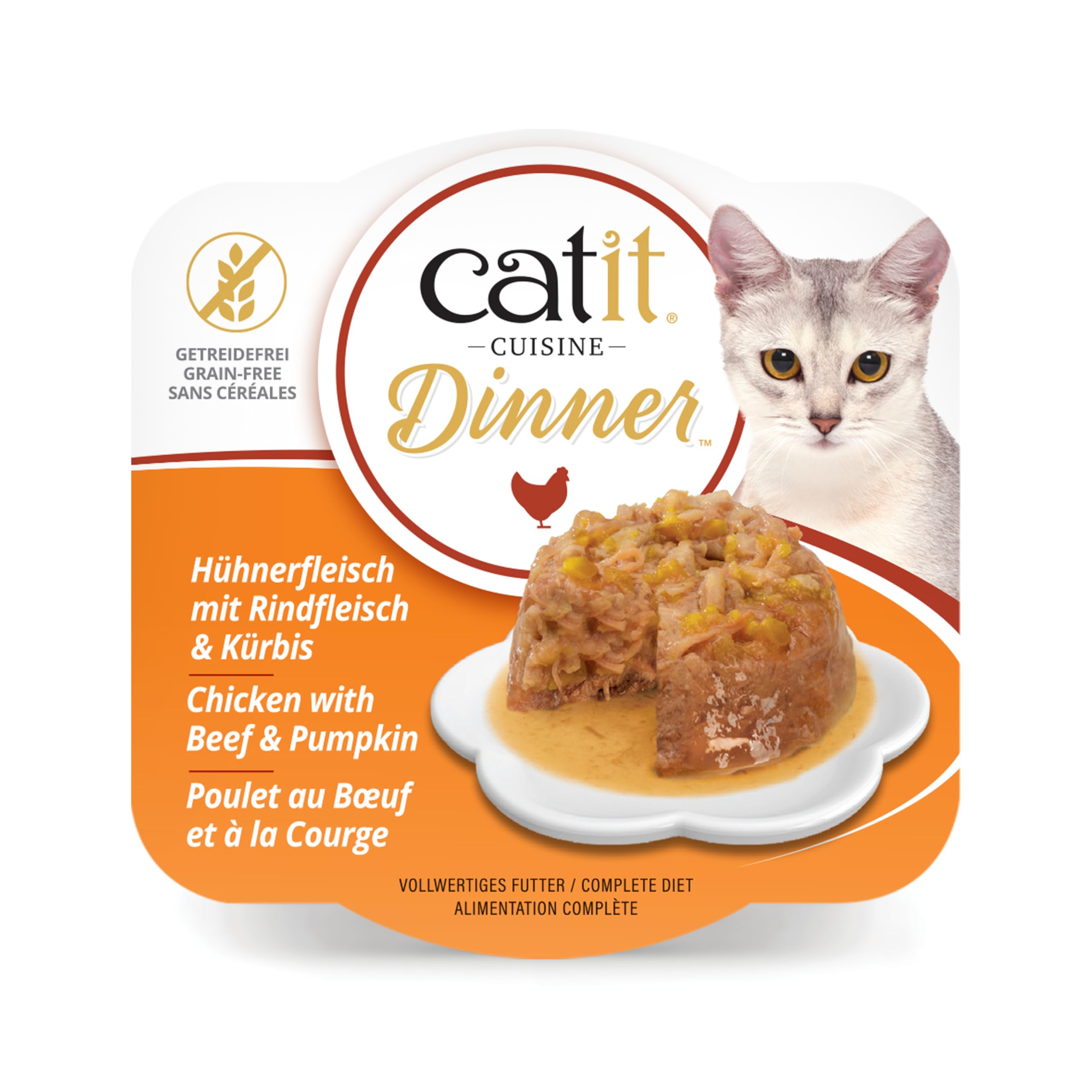 Catit Chicken Dinner with Beef & Pumpkin – Hydrating and Healthy Wet Cat Food for Cats of All Ages