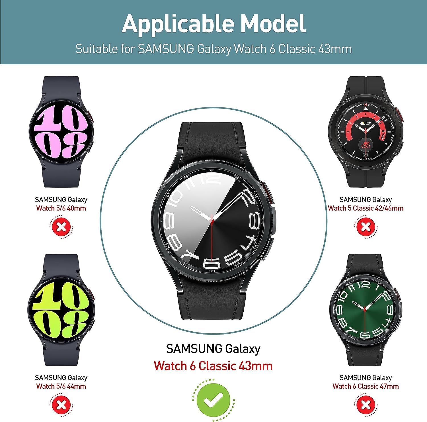 Amazon.co.jp: 【2枚セット】For Samsung Galaxy Watch6 Classic 43mm