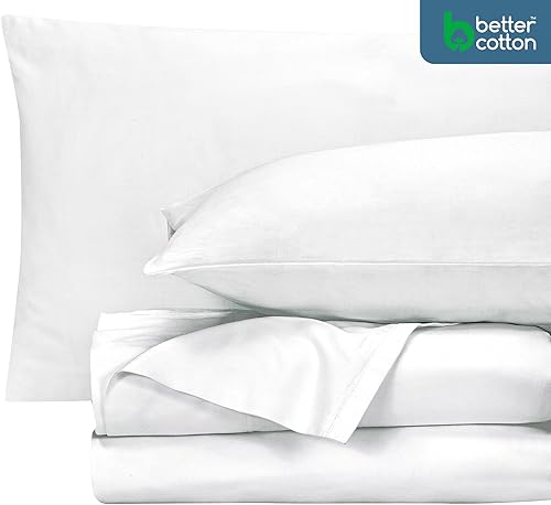 Miniatura 2 de ROYALE LINENS Juego de sábanas de 400 hilos 100% algodón cultivado en Estados Unidos, 4 piezas, 1 sábana bajera, 1 sábana encimera, 2 fundas de