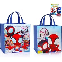 Spidey and Friends Tote Bags, Large Reusable Grocery Bags - 2 Pack Bundle