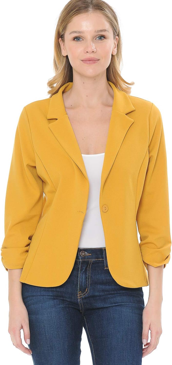 Women's 3/4 Sleeve Lightweight Casual Work Knit Blazer Jacket (S-3XL) - Image 2