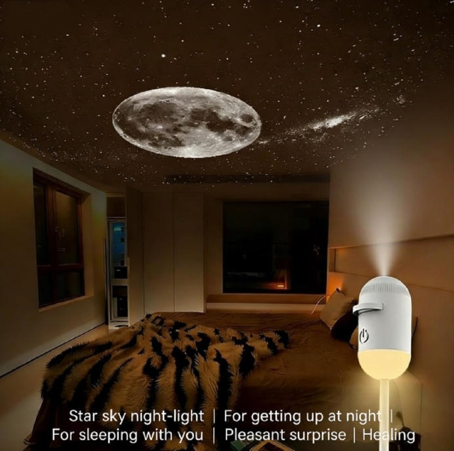 Genérico 2-in-1 Galaxy Star Projector & Night Light, 360° Rotating Portable Starry Sky Lamp with HD Films, USB Powered, Adjustable Brightness, Perfect Room Decor for Kids & Adults (White(3 PCS Film))
