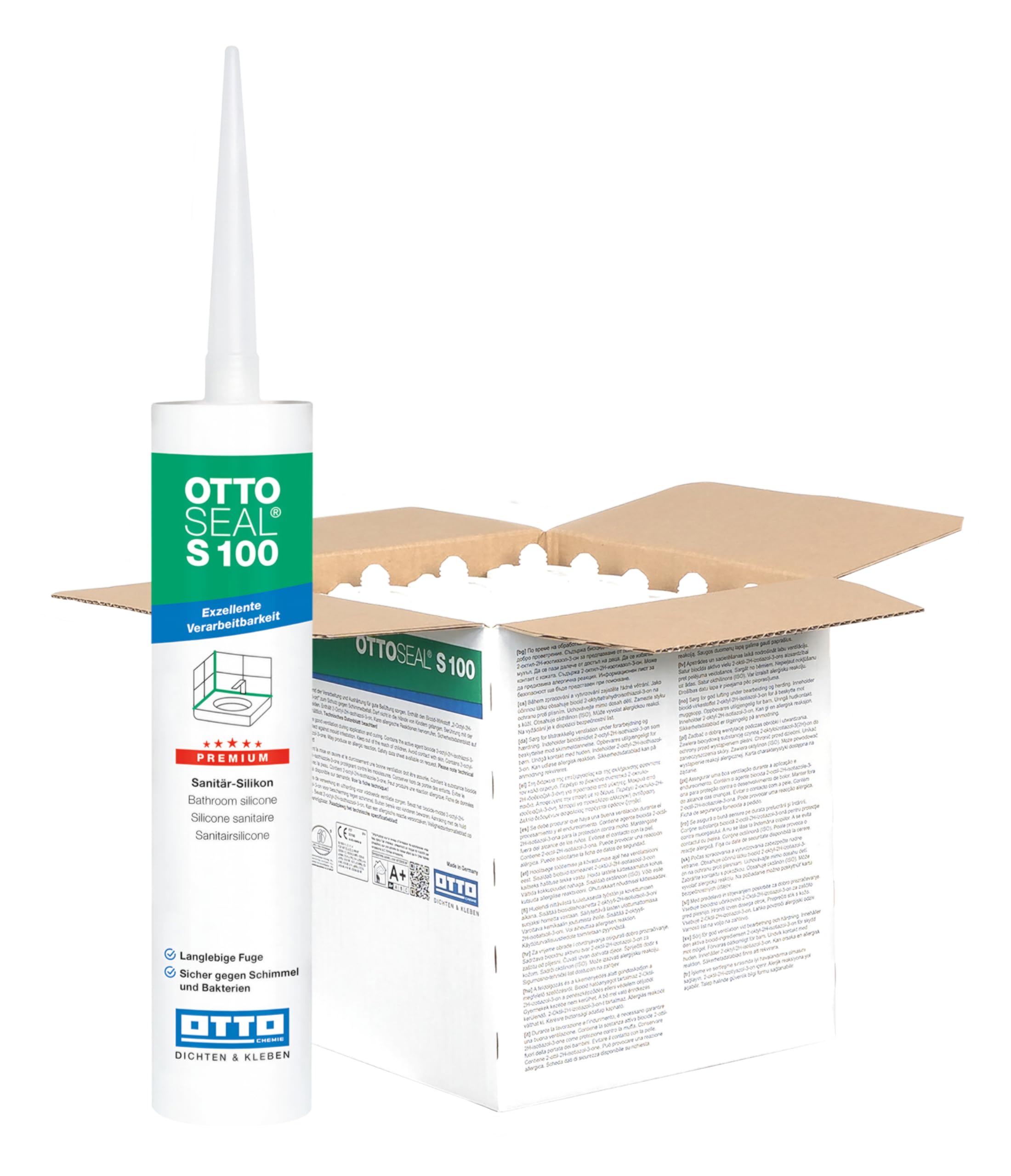 20 x OTTO-SEAL S100 300 ml Matt Anthrazit Premium-Sanitär-Silikon Silicon Sanitärsilicon Bausilicon Bad Dusche Balkon Terrasse Wohnung