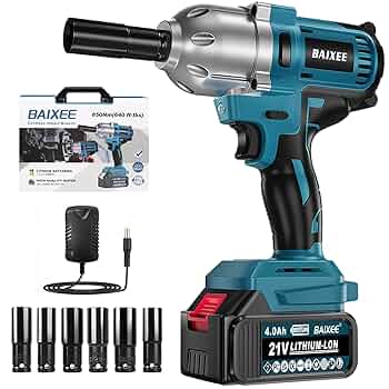 電動 インパクト レンチ 充電式 14mm 〜 21mm 2個バッテリー Amazon | BAIXEE 電動インパクトレンチ 21V 4.0Ahバッテリー一個