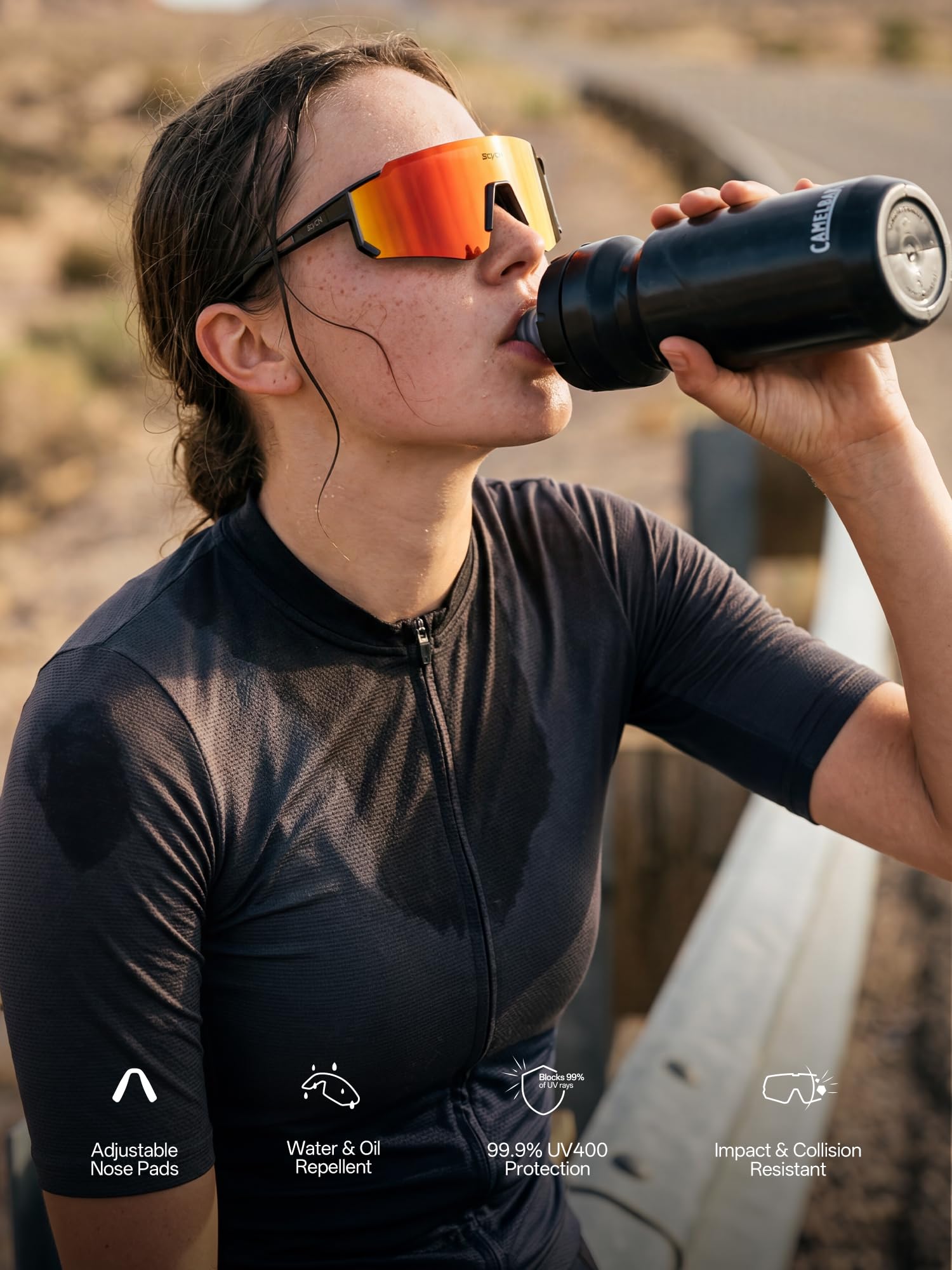 SCVCN Lunettes de cyclisme pour homme et femme, lunettes de vélo enveloppantes UV400 avec verres colorés ou photochromiques pour route, VTT, gravel et trajets quotidiens