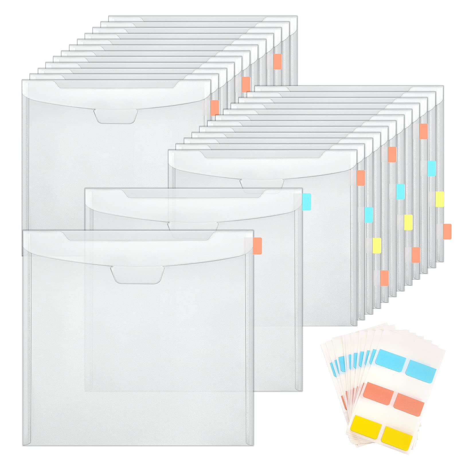 Caydo 24PCS Scrapbook Paper Storage Organizer with Buckle Design Scrapbook Paper Storage with 60 PCS Sticky Index Tabs for Holding 12 x 12 Inch Scrapbook Paper, Vinyl Paper, Cardstock