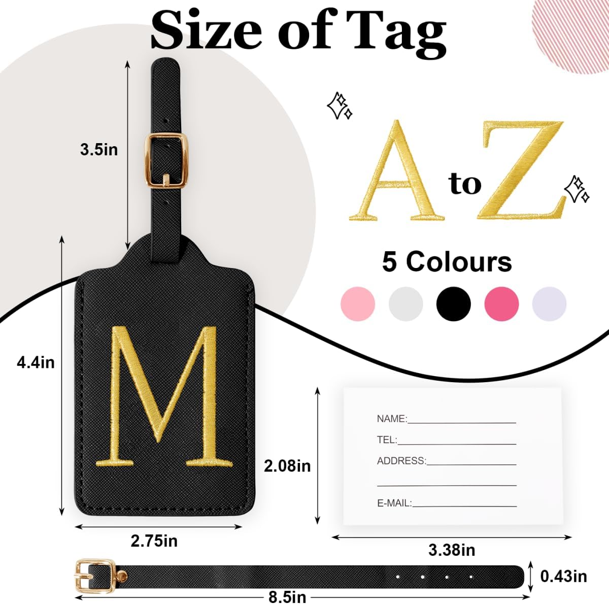 Personalized Initial Luggage Tags for Suitcases,Leather