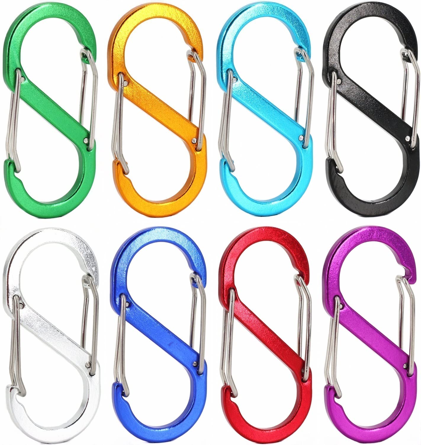 Mini Locking Keychain Clips 6 PCS S-Shape Carabiner Clips - Dual Spring ...