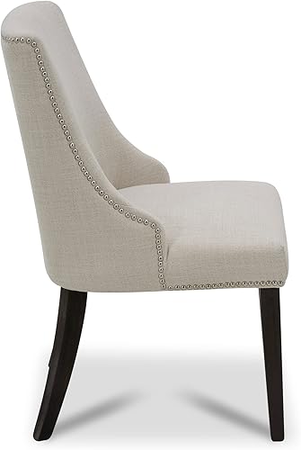 Miniatura 5 de CHITA Sillas de comedor de estilo granjero con ribete de cabezal de clavo, sillas tapizadas de tela con respaldo alto, juego de 2 sillas de comedor