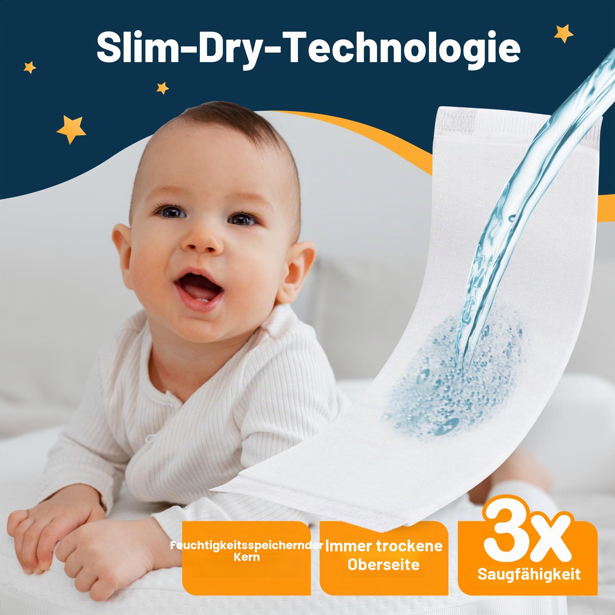 Dimples Booster Pads, Baby-Windeldoppelter mit Kleber – steigert die Saugfähigkeit von Windeln – kein Auslaufen mehr 30 Stück (mit Kleber für sicheren Sitz)