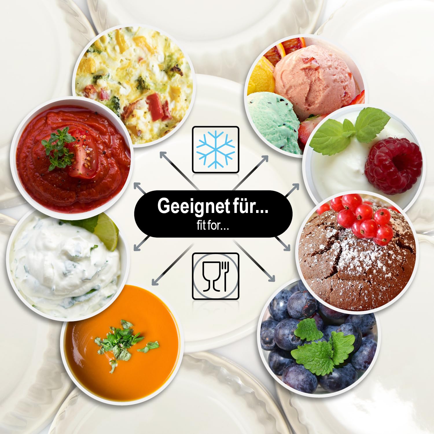 COM-FOUR® 12x Moules à Soufflé - Plats en céramique pour Crème Brûlée - Moules pour four - Plaque à dessert et plaque à gâteau pour, chaque 200 ml