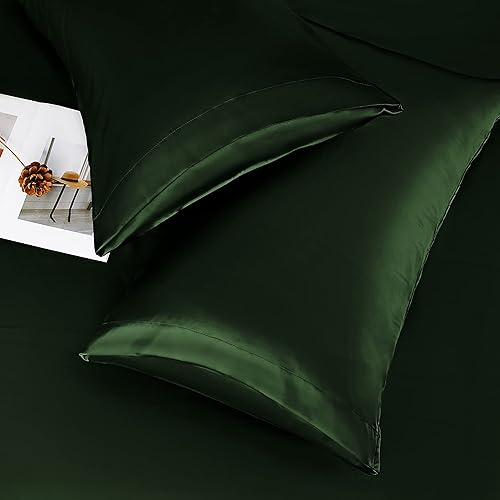 Miniatura 4 de Juego de sábanas de satén de 4 piezas tamaño matrimonial, de satén sedoso con 1 sábana bajera, 1 sábana encimera y 2 fundas de almohada, sábanas