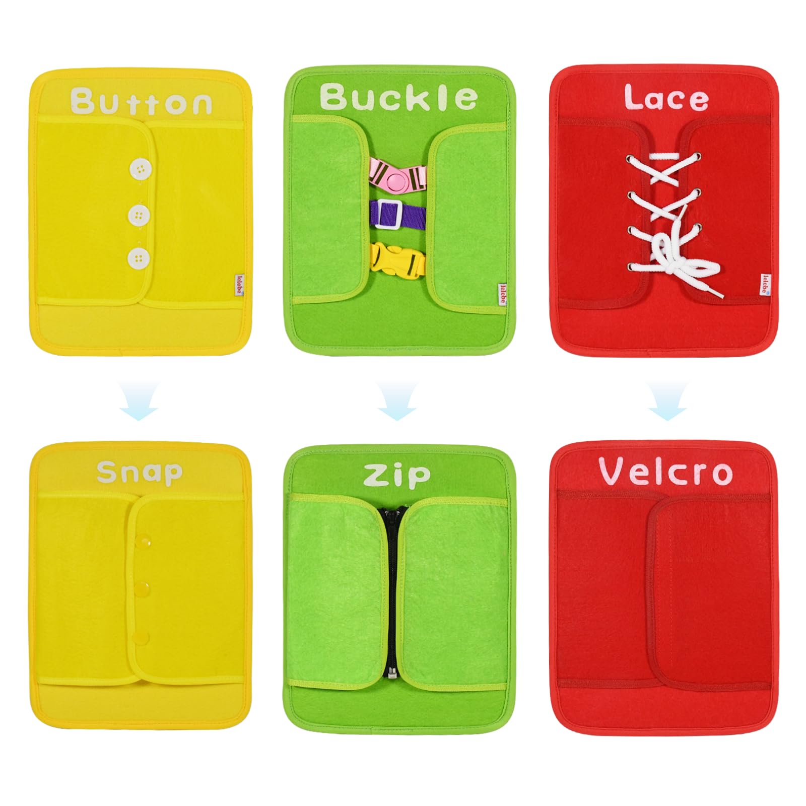 3pcs Dress Learning Boards Toy, Early Educational to Learning Basic Life Skills, Busy Board for Toddler, Montessori Toys for 1 2 3 4 Year Old, Learn to Button, Buckle, Zip, Snap, Gifts for Boys Girls