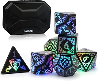 LED Dice Set, DND Dice Rechargeable with Charging Box, ZHOORQI Electronic Dice, Dungeons and Dragons Dice Polyhedral Dice Set for Tabletop Games D&D MTG Pathfinder Role Playing Game (Light Up Dice)