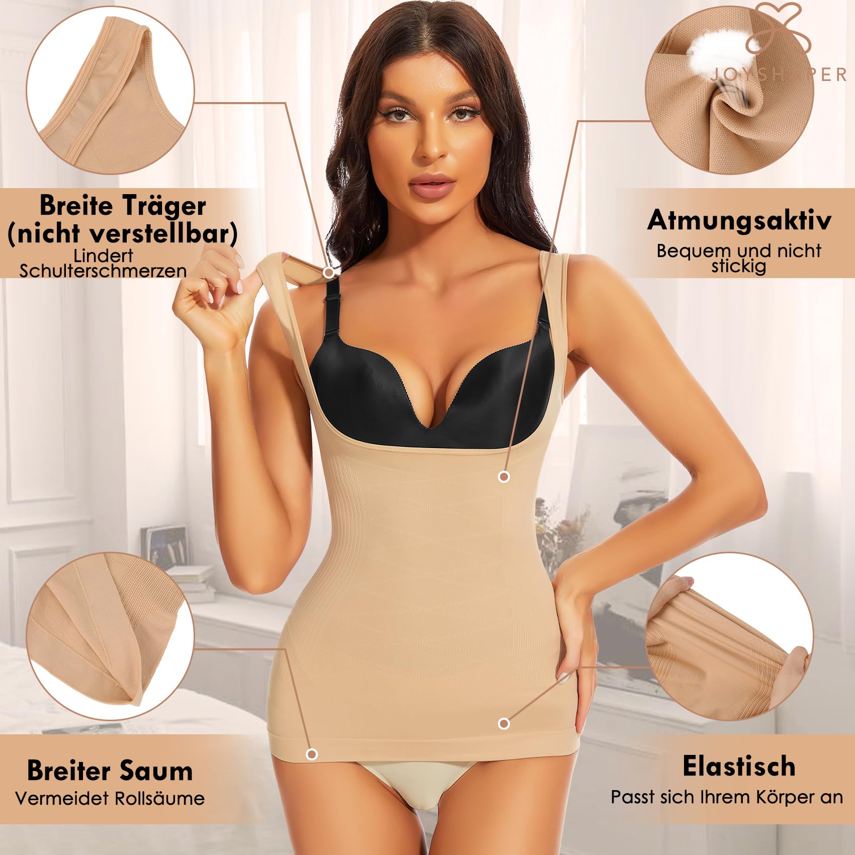 Joyshaper Shapewear damski podkoszulek top pod biustem Body Shaper Tank Tops bezszwowe wyszczuplające brzuch podkoszulki z szerokimi ramiączkami modelujące topy na ramiączkach Camisole koszulka