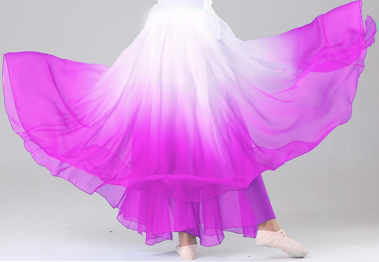 ORIDOOR 720 Degrees Tencel Wrap Dress Gradual Color Tencel Ballet Modern Dance Girl Performing Practice Skirt